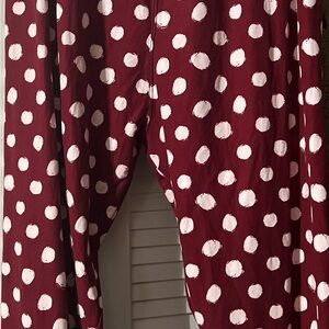 Polka Dot Pants in Burgundy and White
